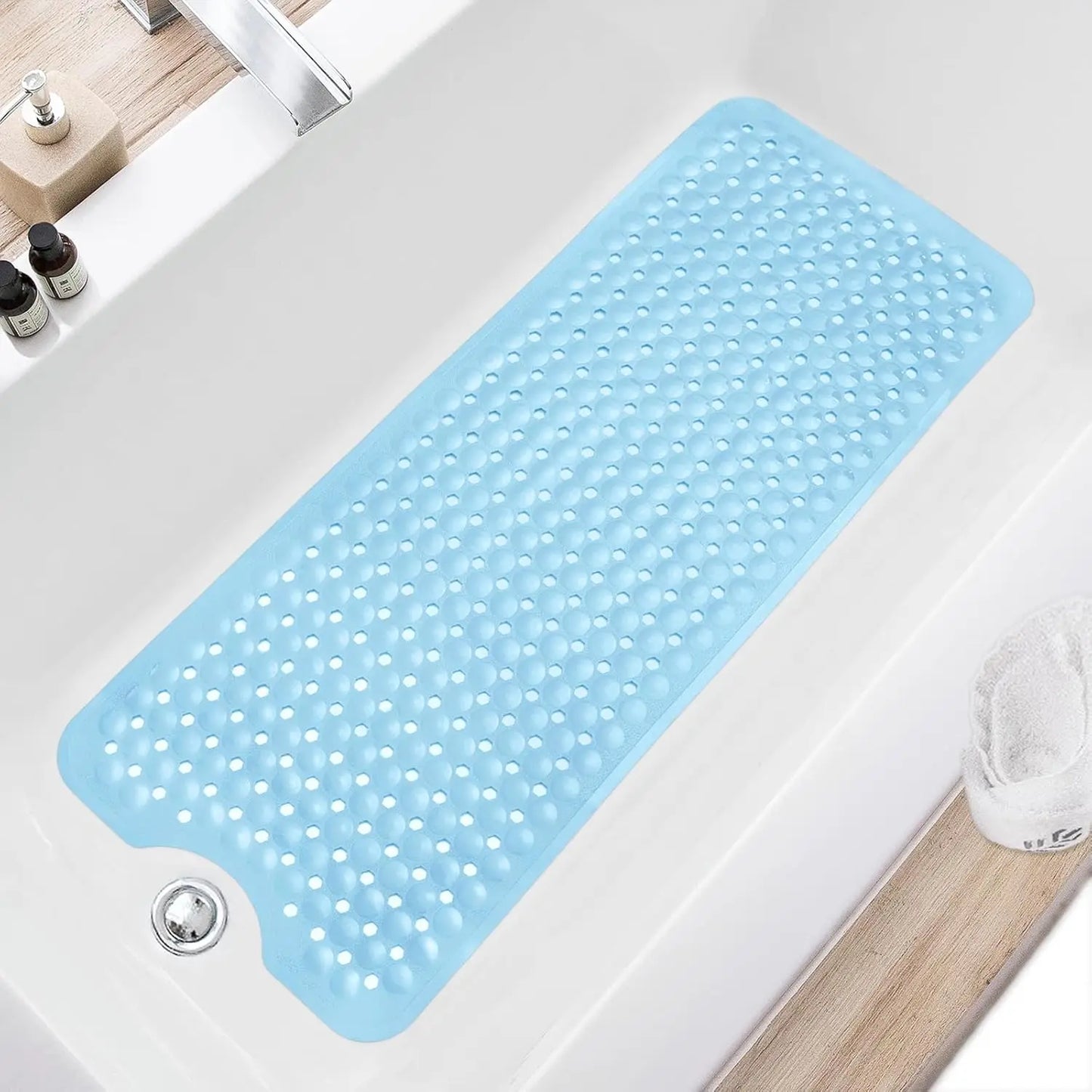 Non Slip Bath Tub Mat With Drain Holes And Suction Cups