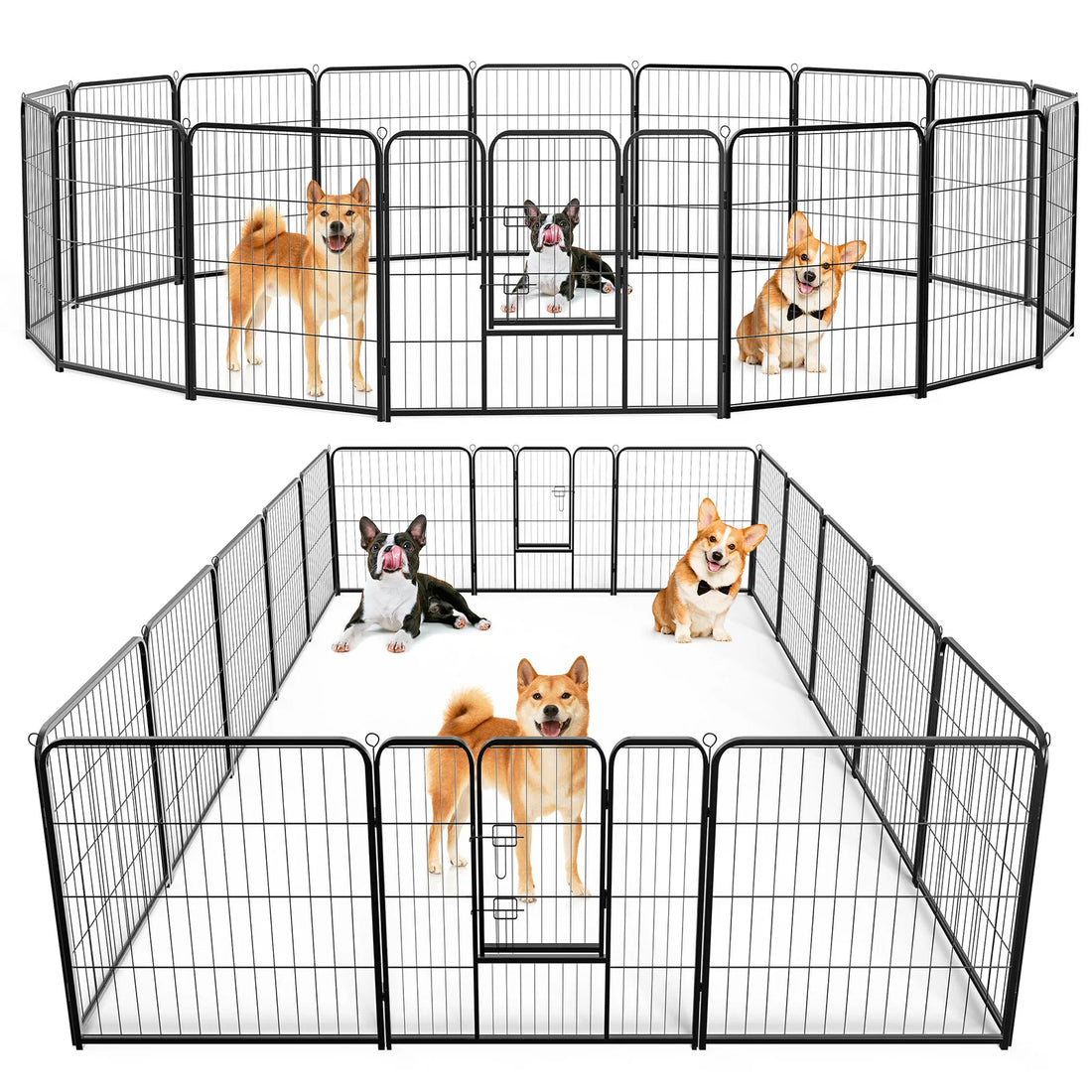 JHK Dog Playpen Metal Fence Foldable Outdoor Yard Gate