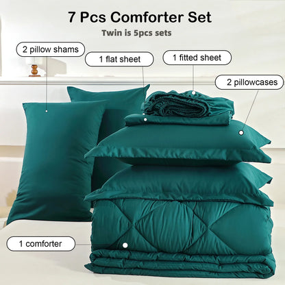 EasYum 5 To 7 Piece Bedding Set Comforter Flat Fitted Pillowcases