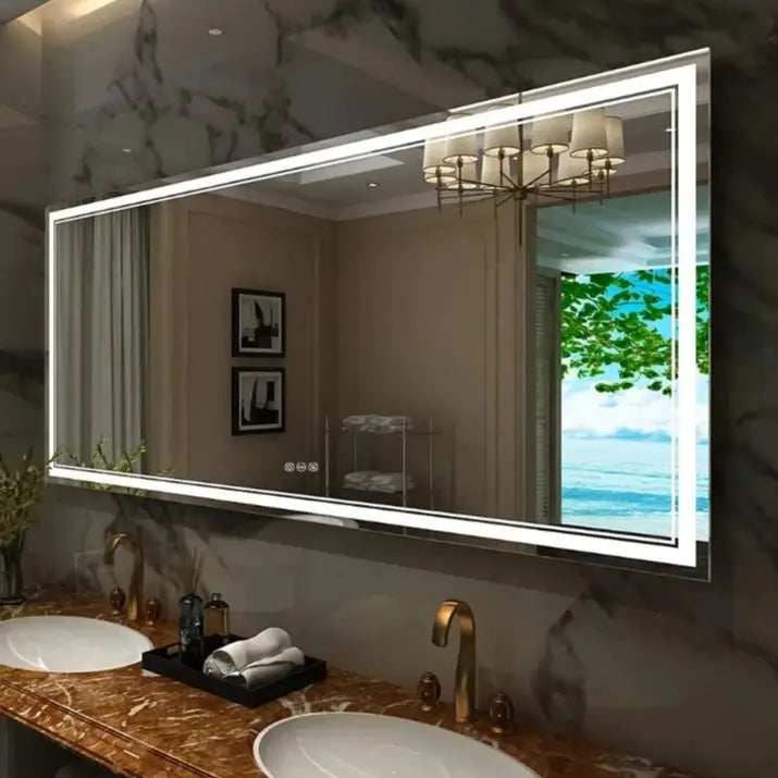 Illuminated LED Bathroom Mirror With Backlit Lights And Anti Fog