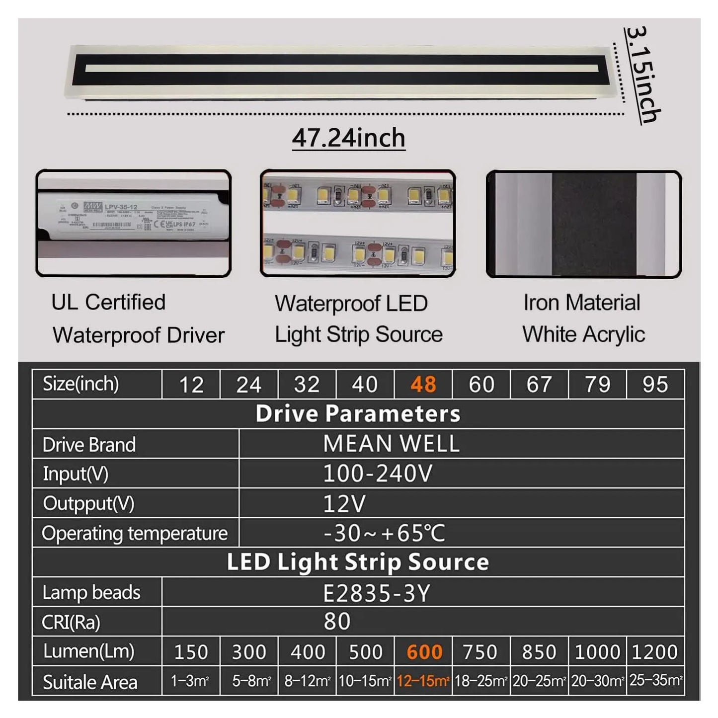 Outdoor Modern LED Wall Sconce IP67 Frosted Acrylic