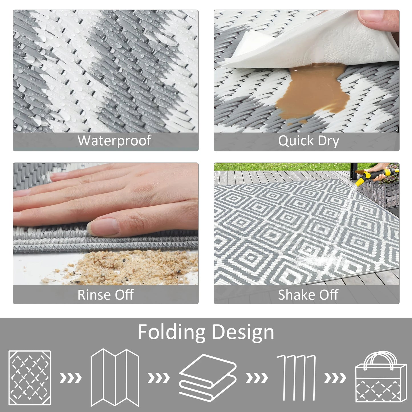 Outdoor Plastic Straw Rugs Waterproof Reversible RV Mat Patio Carpets