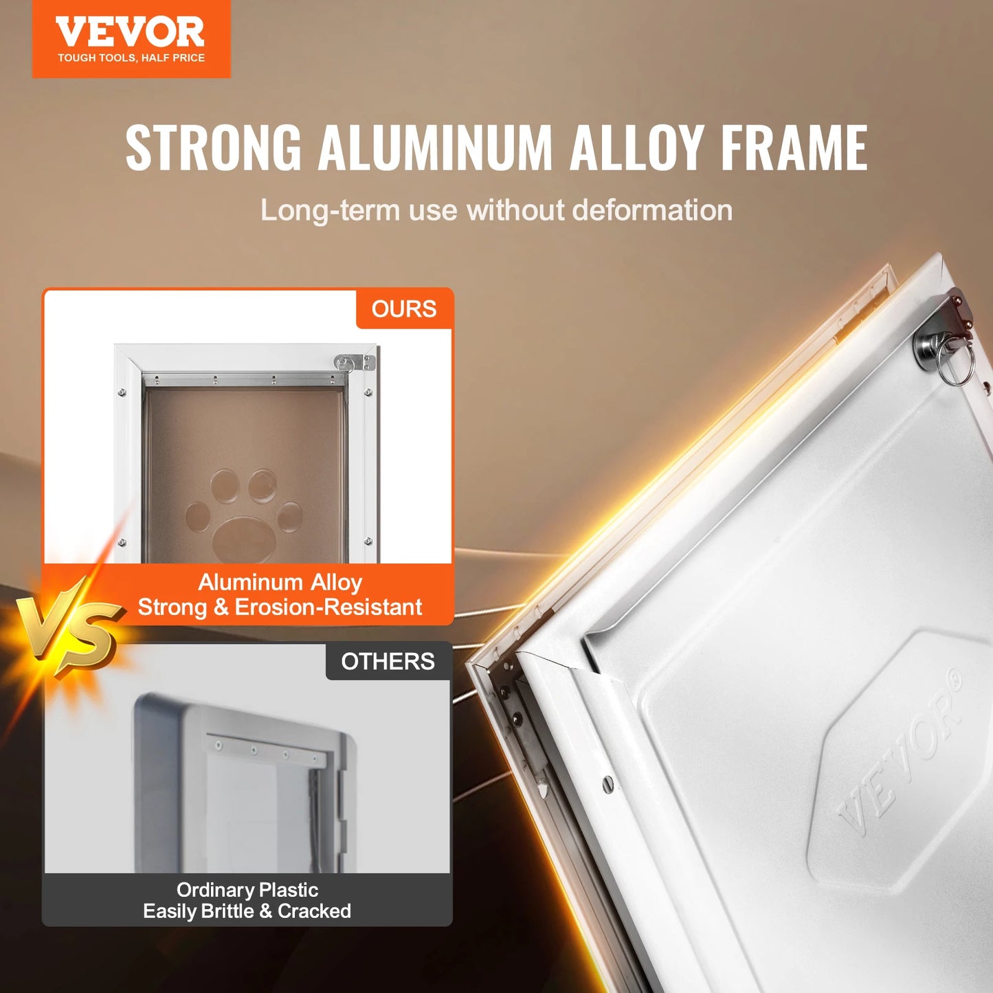SucceBuy Pet Door Aluminum Frame With Lock And Flap