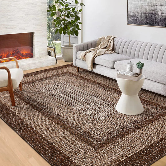 HiMISS Washable Area Rug Modern Braided Non Slip Indoor Carpet