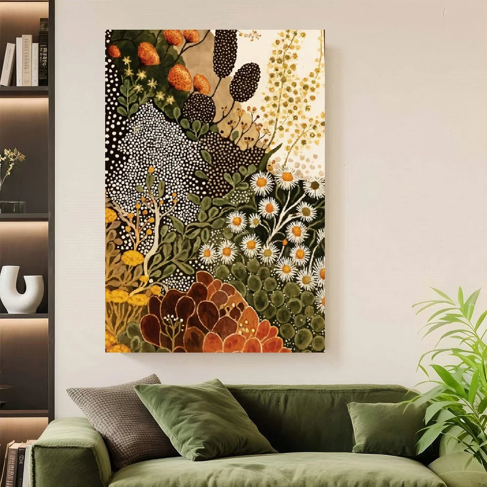 Framed Modern Abstract Botanical Wall Art Wildflower Canvas Print
