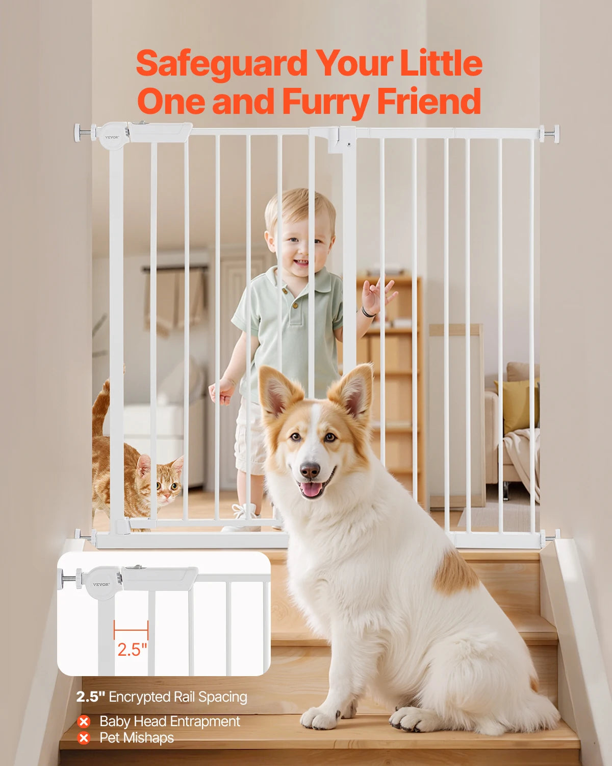 SucceBuy Walk Through Baby And Dog Gate For Home Safety