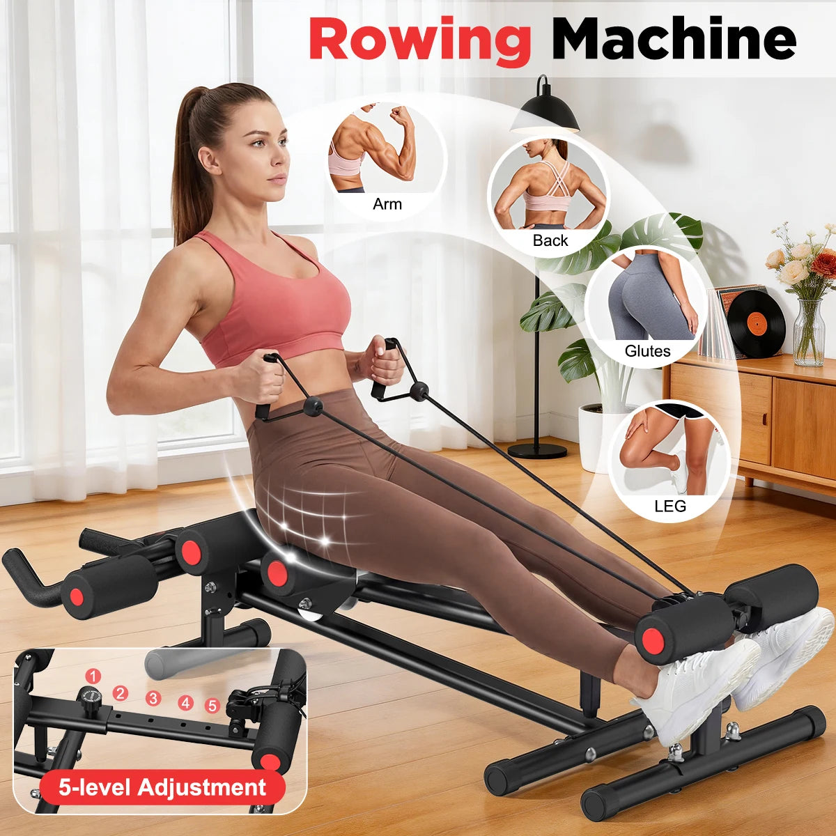 5 In 1 Adjustable Ab Trainer Resistance Bands Foldable Workout