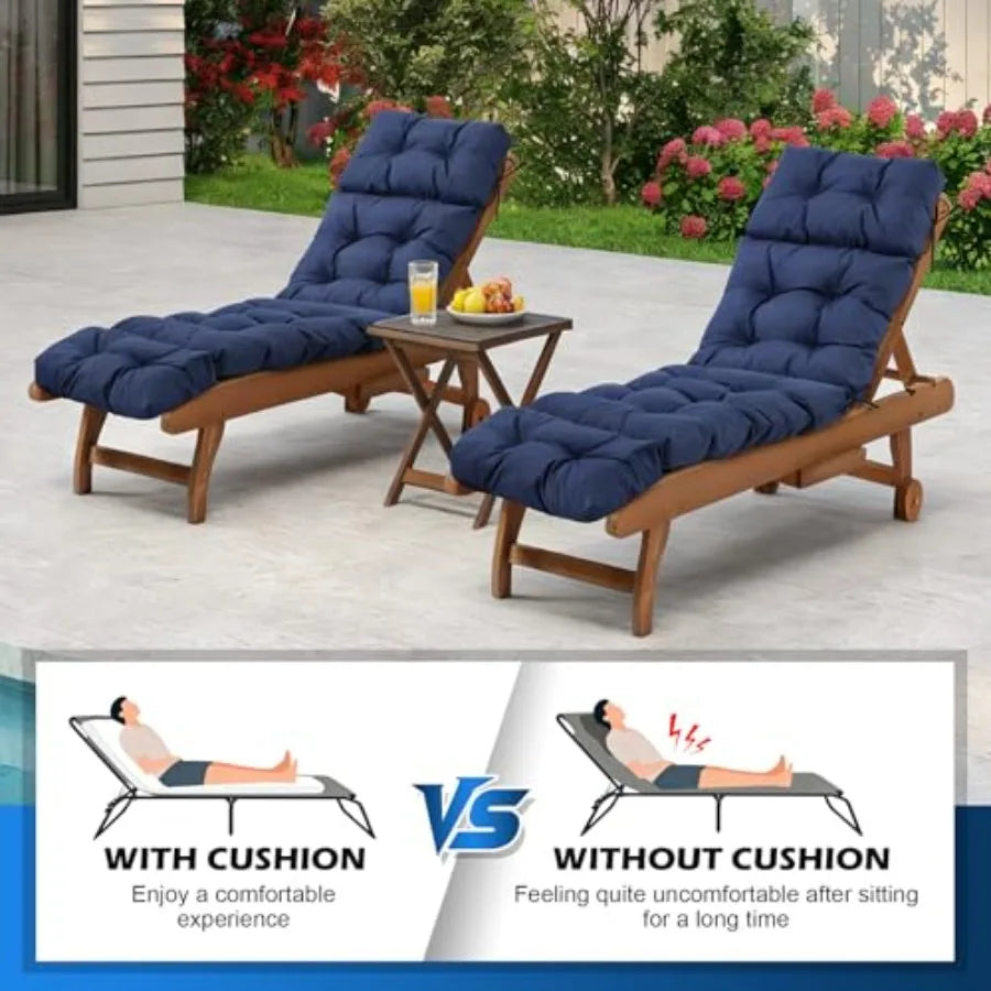 Outdoor Chaise Lounge Cushion Waterproof Fade Resistant For Patio Furniture