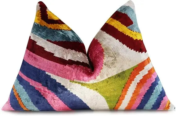 Silk Velvet Decorative Throw Pillow With Down Feather Fill