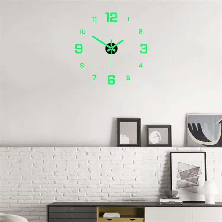 Luminous Digital Clock European Style DIY Silent Wall Sticker Clock