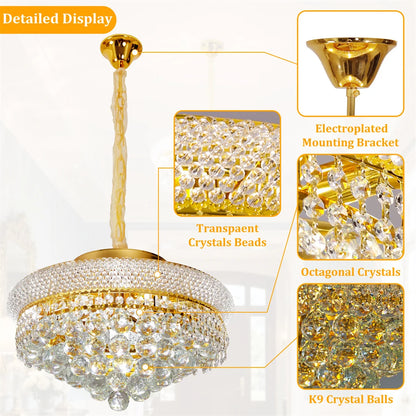 Vrygle Crystal Chandelier Pendant Light With Adjustable Chain Modes