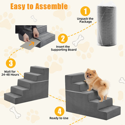 Curved Foam Dog Stairs With Non Slip Grip For Pets