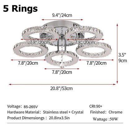 GreeLustr Modern Crystal Ring Pendant Light For Dining Room