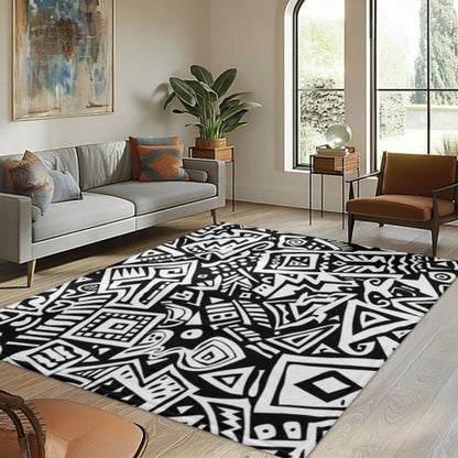 Stylish Boho Zebra Striped Polyester Textured Area Rug