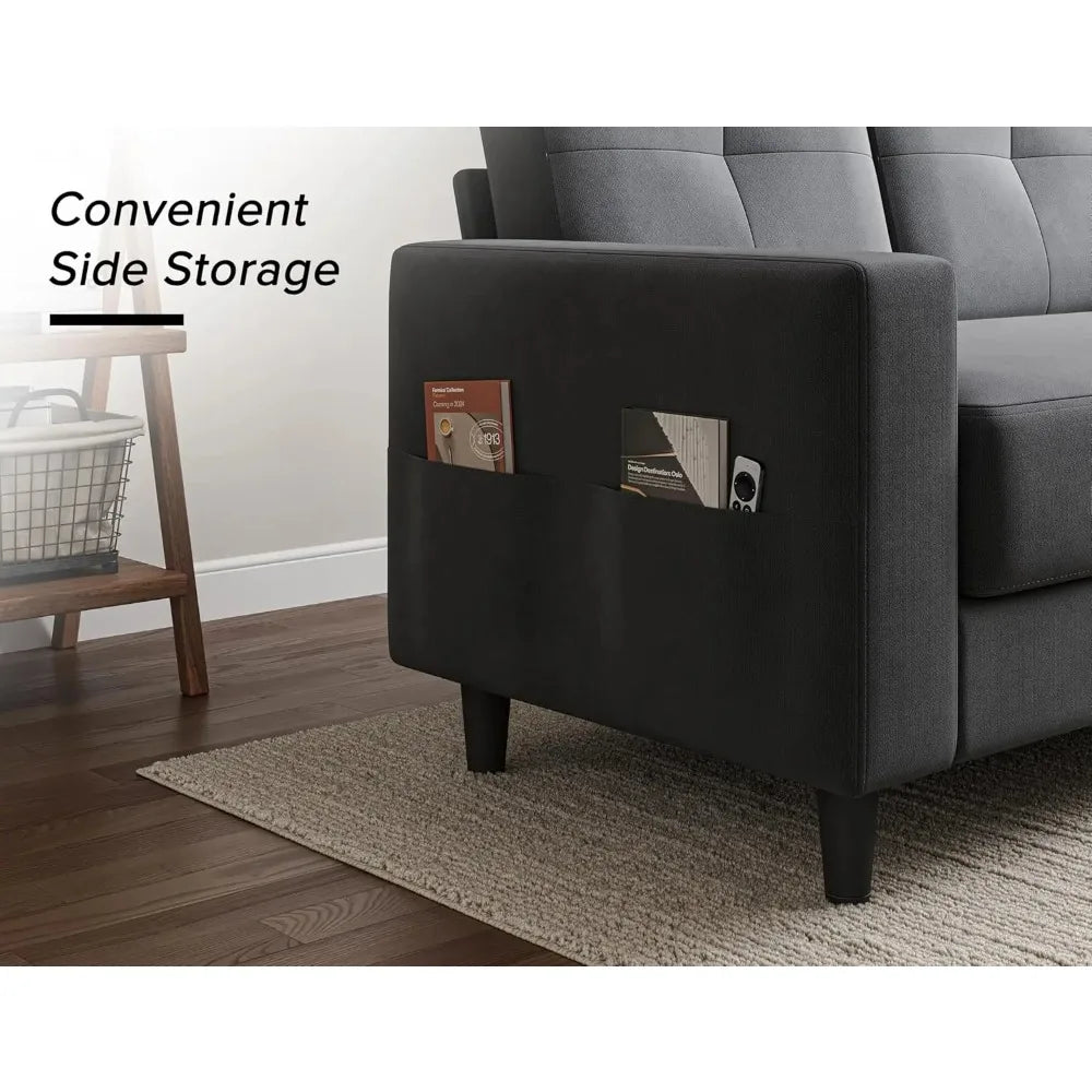 Compact Loveseat Velvet Fabric Sofa For Small Spaces