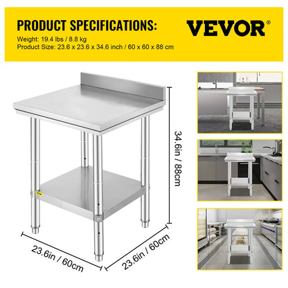 SucceBuy Stainless Steel Commercial Kitchen Workbench With Undershelf