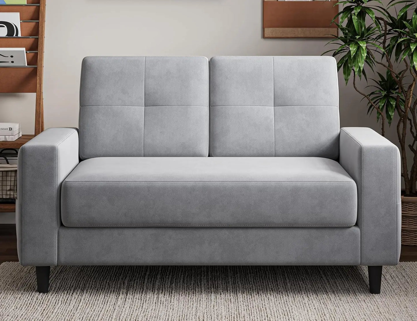 Compact Loveseat Velvet Fabric Sofa For Small Spaces