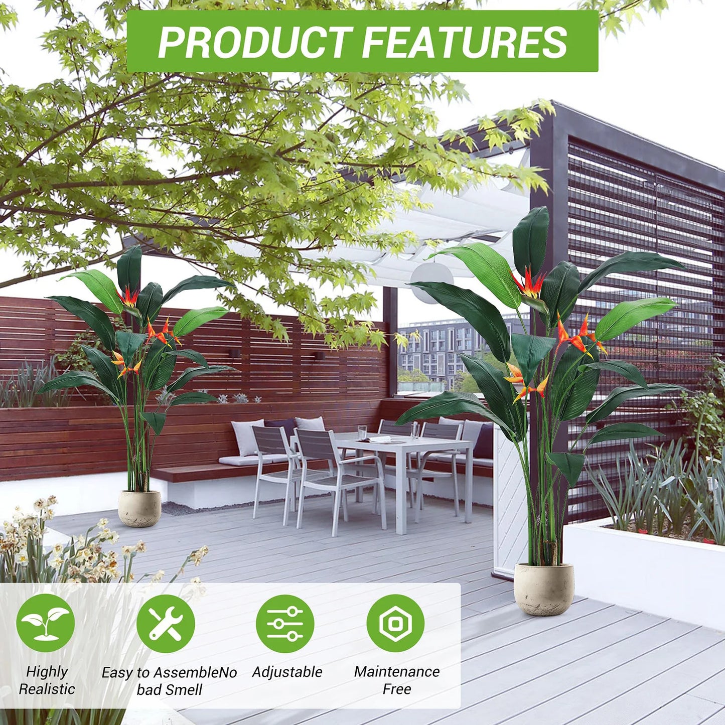 HiMISSCN Bird Of Paradise Artificial Plant 2-Piece Floor Decor