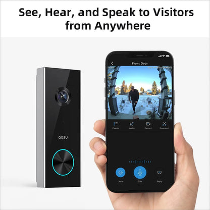 AOSU 3MP WiFi Doorbell 5000mAh Battery AI Detection Alexa