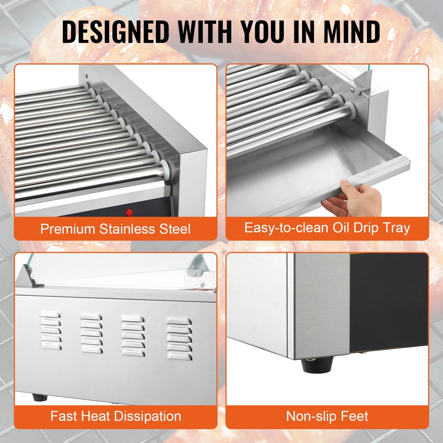 SucceBuy Commercial Hot Dog Roller Electric Sausage Maker 110V