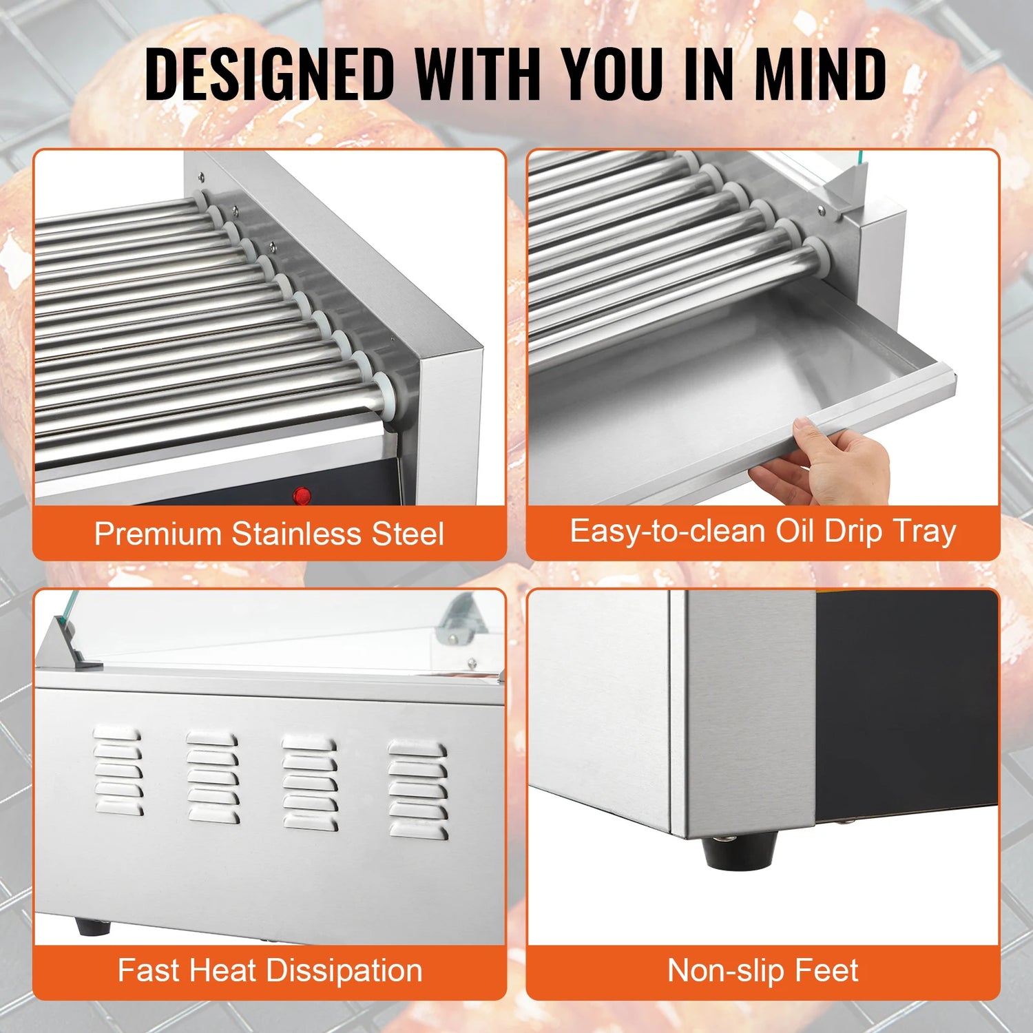 SucceBuy Commercial Hot Dog Roller Electric Sausage Maker 110V