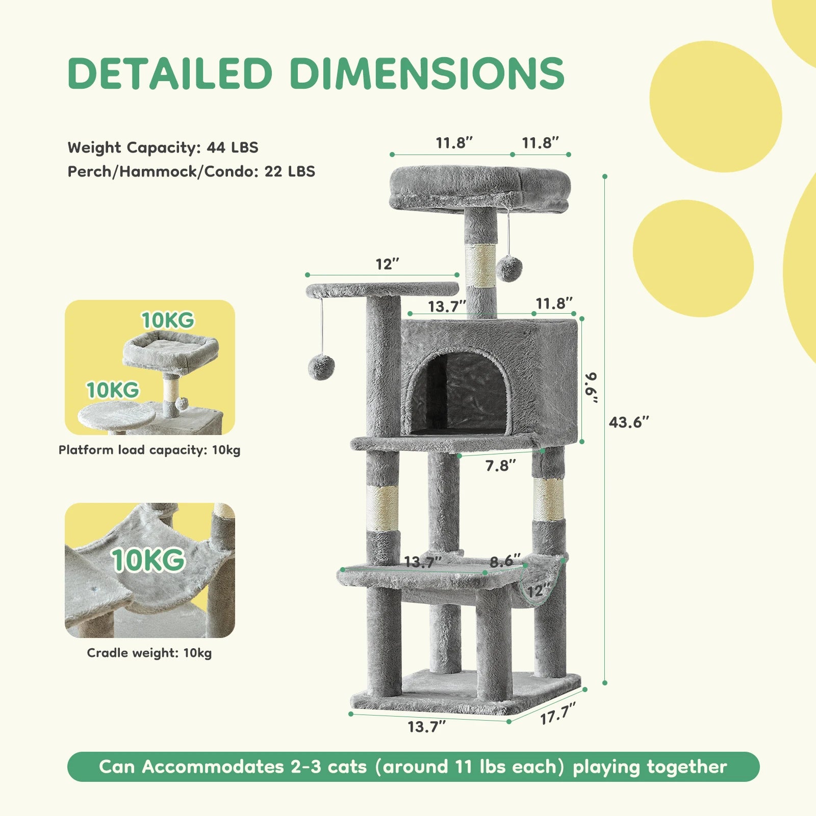 JHK Cat Tree Tower For Indoor MultiCat Scratching Posts