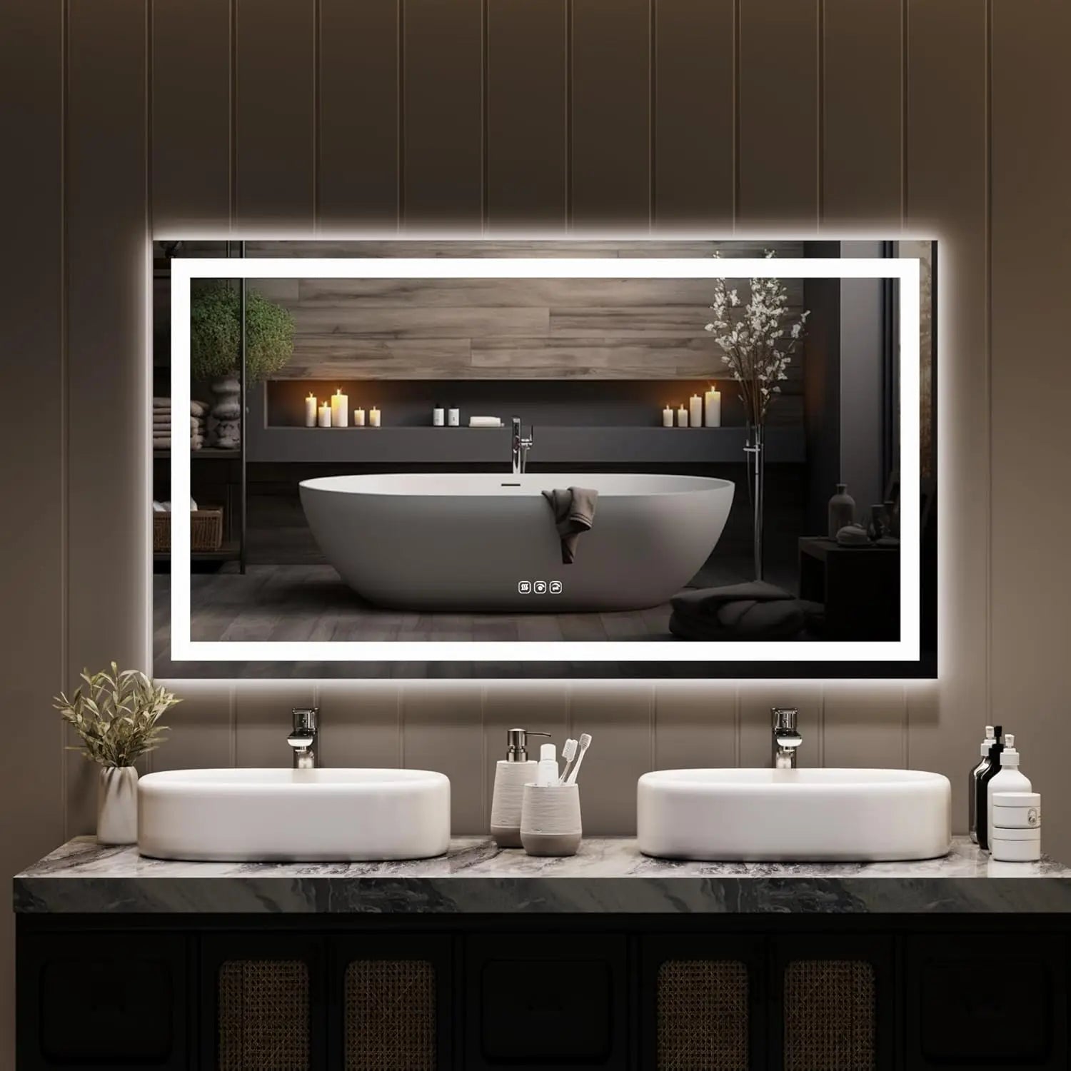 TWISTER.CK LED Bathroom Mirror With Memory Anti Fog Dimmable