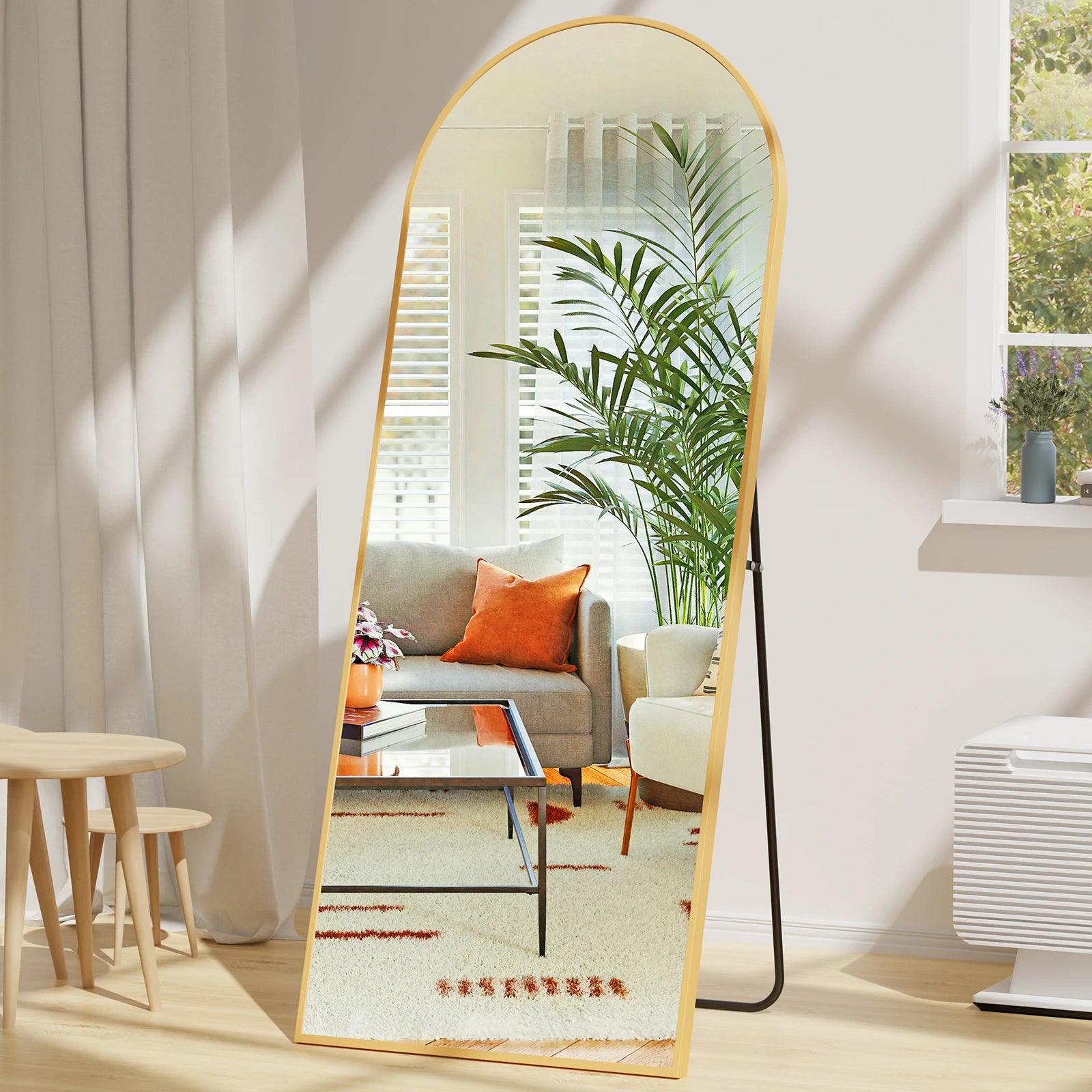 JHK Floor Mirror With Aluminum Frame Wall Mounted Or Stand