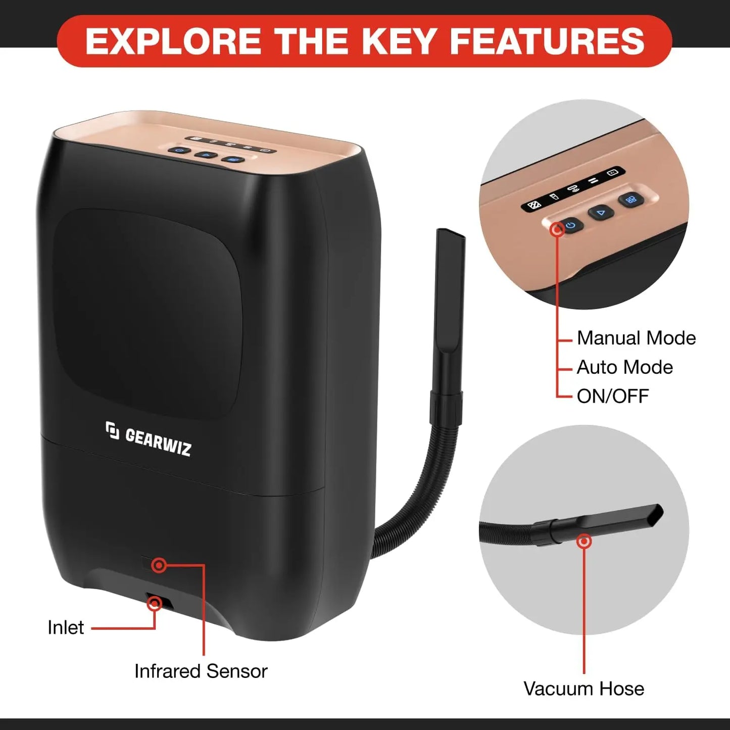 Touchless Automatic Vacuum Dustpan With Nozzle For Hands Free Cleaning