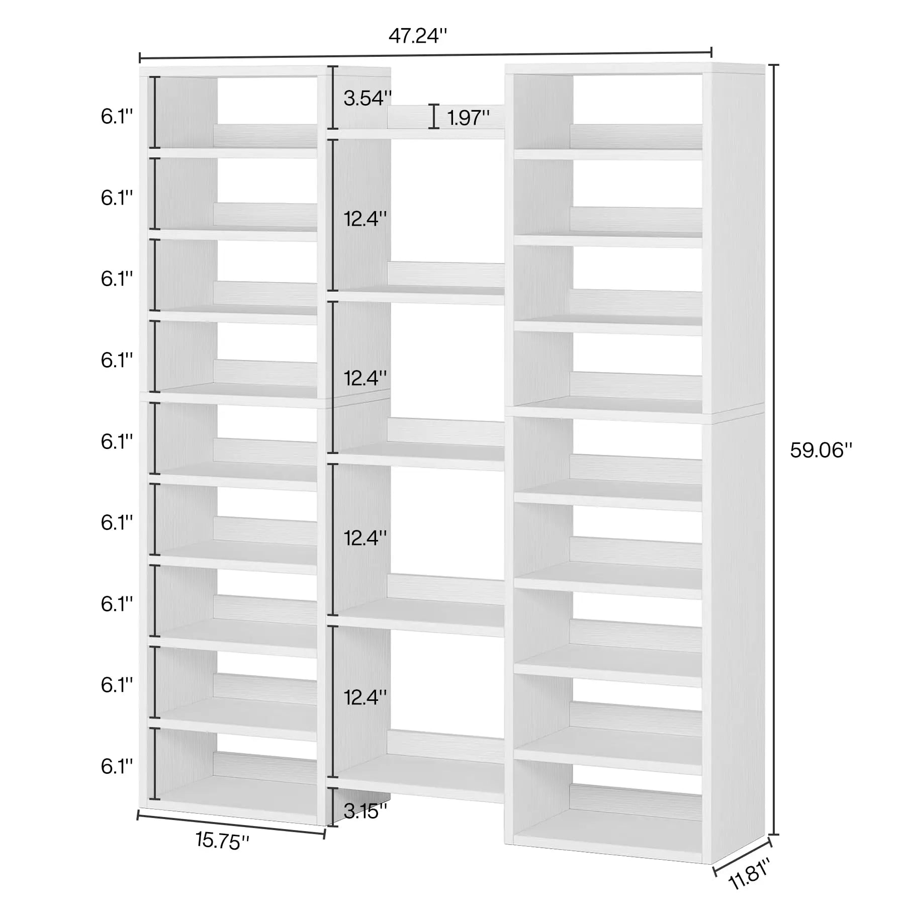 14-Tier Freestanding Shoe Rack Tall Wood Shoe Storage Cabinet
