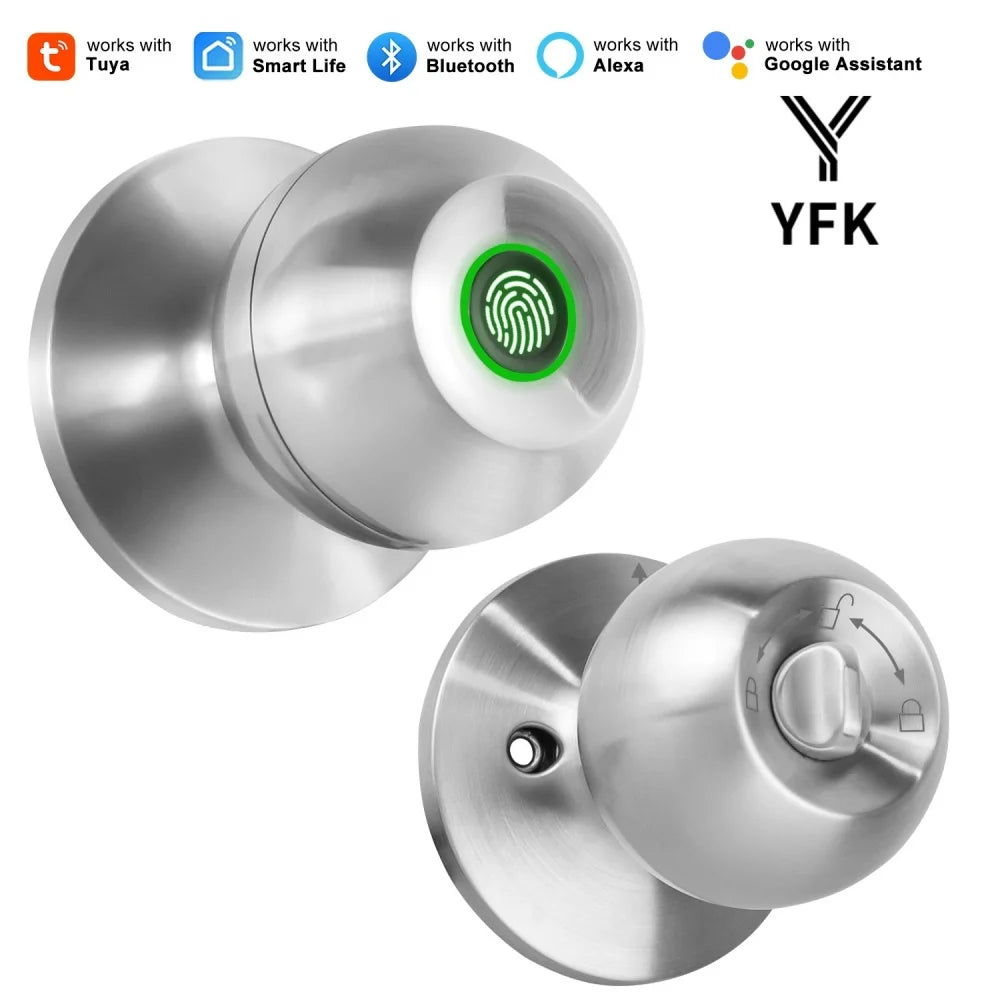 YFK Tuya Smart Life Fingerprint Door Lock Keyless Entry Bluetooth