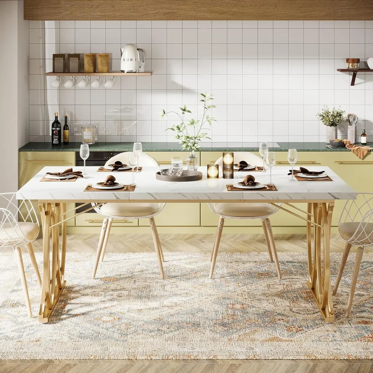 Little Tree Modern Rectangular Dining Table for Dining Room