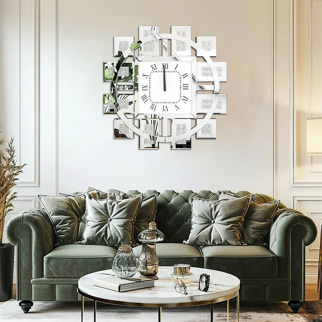 Decorative Wall Clock With Crystal Crushed Diamond Inlay Battery Operated