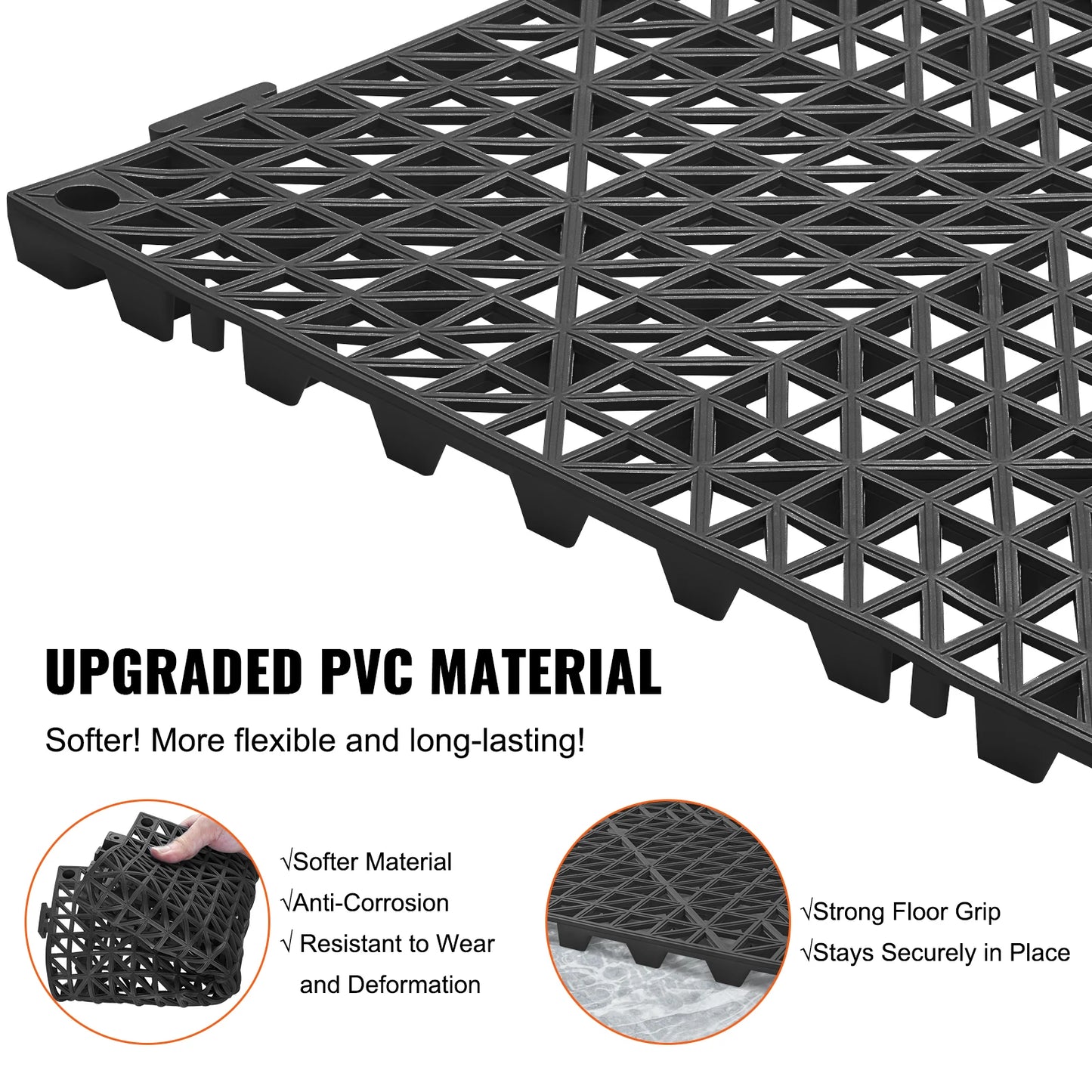 SucceBuy Interlocking PVC Drainage Floor Tiles Non Slip for Bathroom Pool