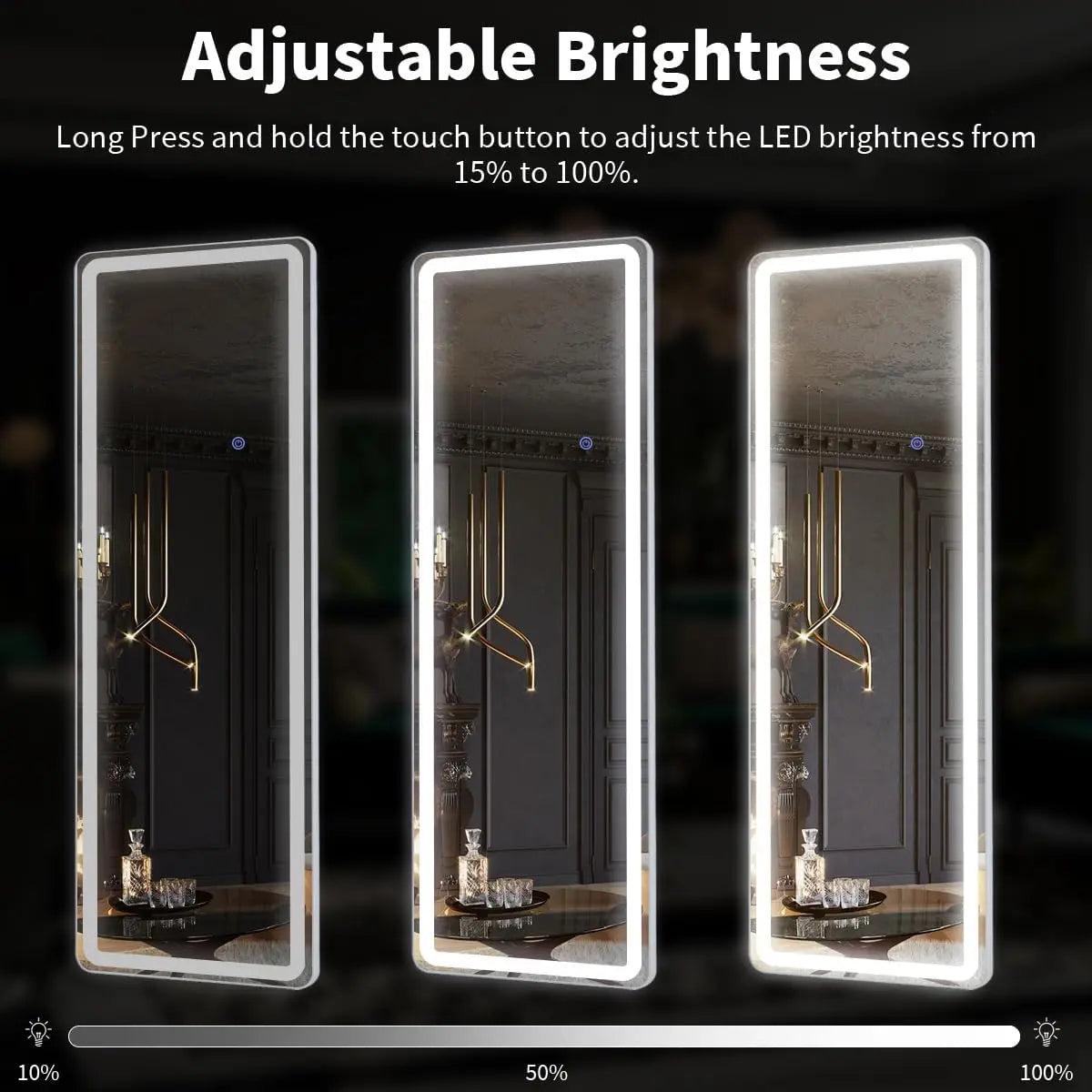Koonmi Full Length Mirror With Lights Led Floor Mirror Dimmable