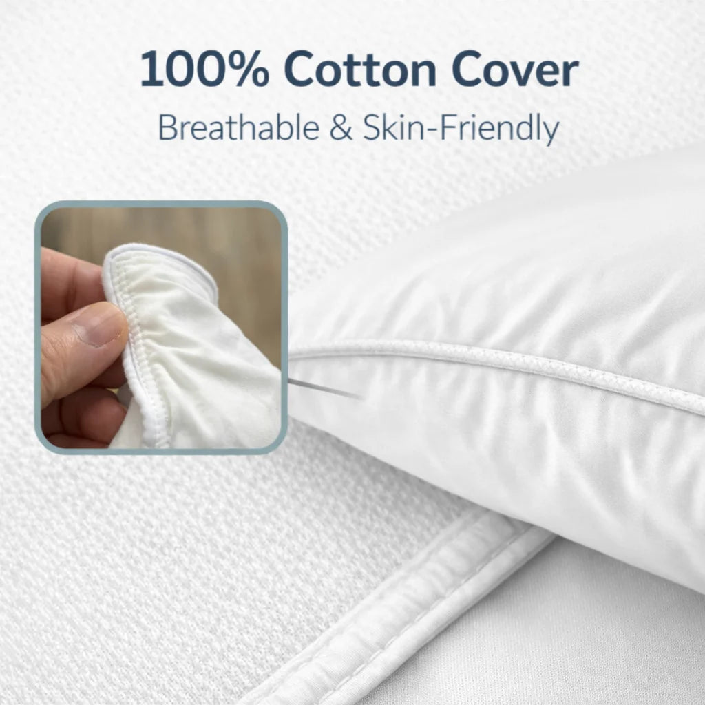 FISHDRUCN Goose Down Pillow Set, 100 Percent Cotton Bedding