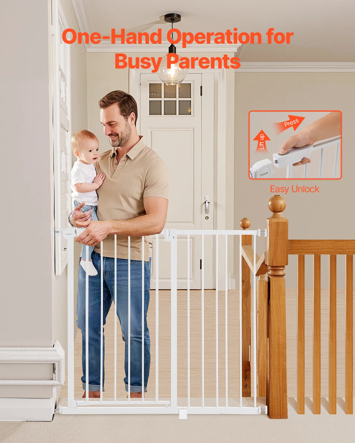 SucceBuy Walk Through Baby And Dog Gate For Home Safety