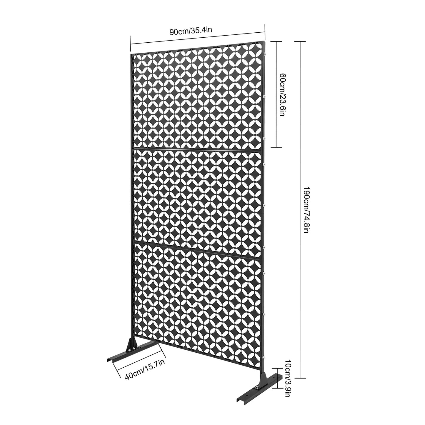 Privacy Screen Room Divider With Coin Shaped Lattice Panels