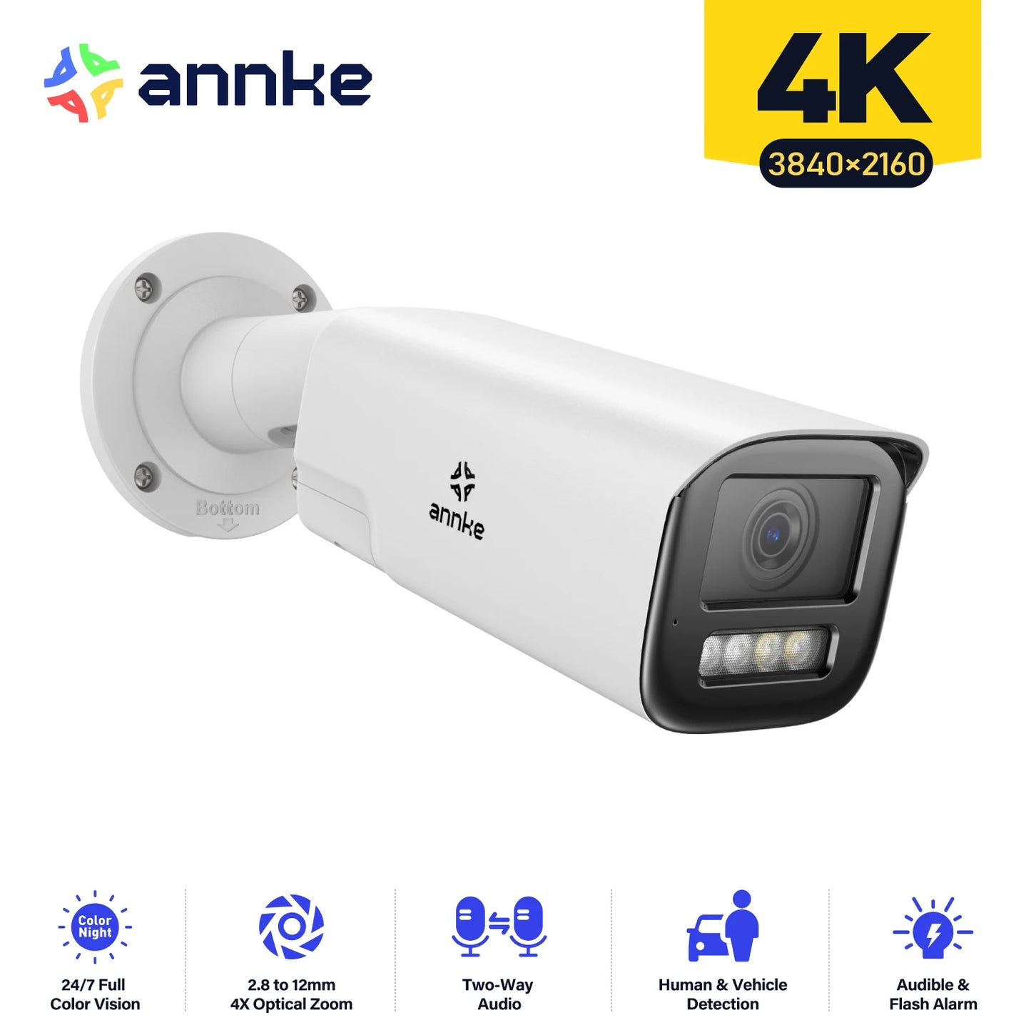 ANNKE 8MP 4K Smart Dual Light Varifocal Bullet Network Camera