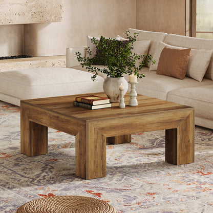 Tribesigns Square Coffee Table Farmhouse Center Table With Wooden Legs