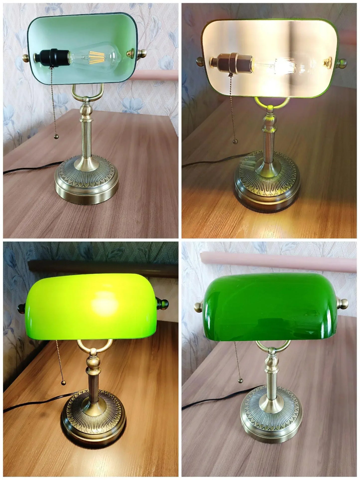 Newrays Glass Banker's Desk Lamp With Zipper Switch, E27 Base