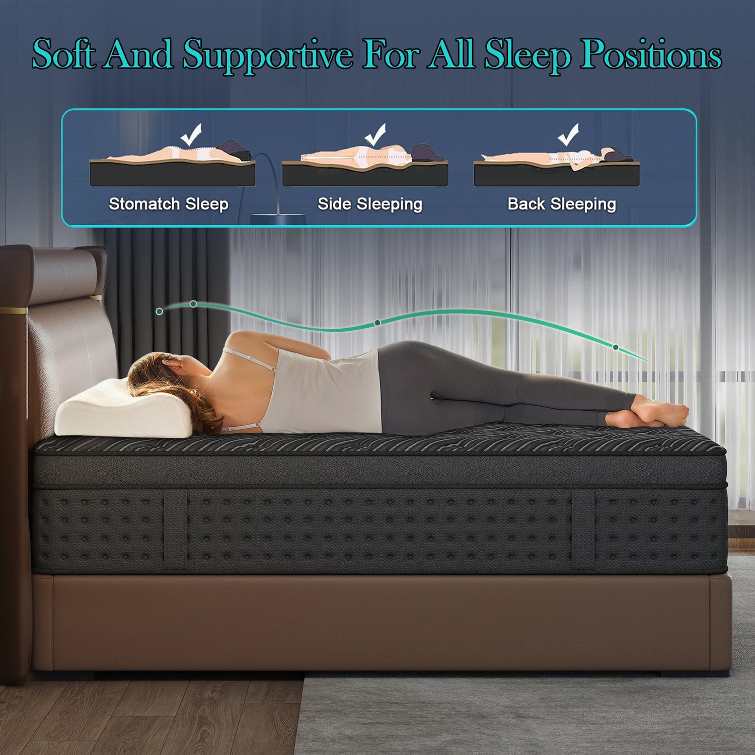 Memory Foam Spring Mattress With Gel And Pocket Springs
