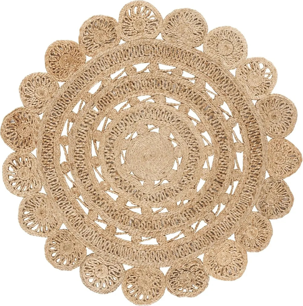 Handmade Boho Jute Area Rug For High Traffic Living Room