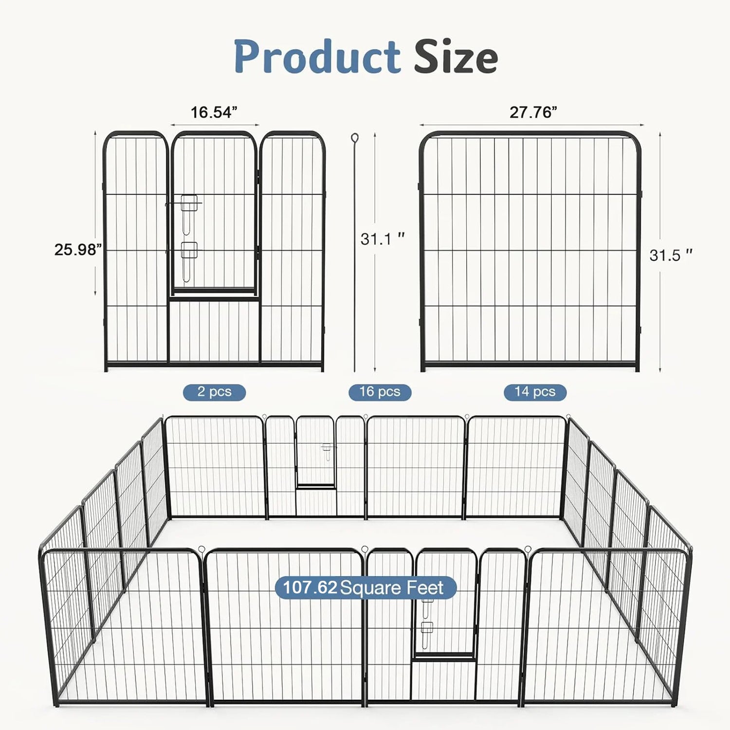 JHK Dog Playpen Metal Fence Foldable Outdoor Yard Gate