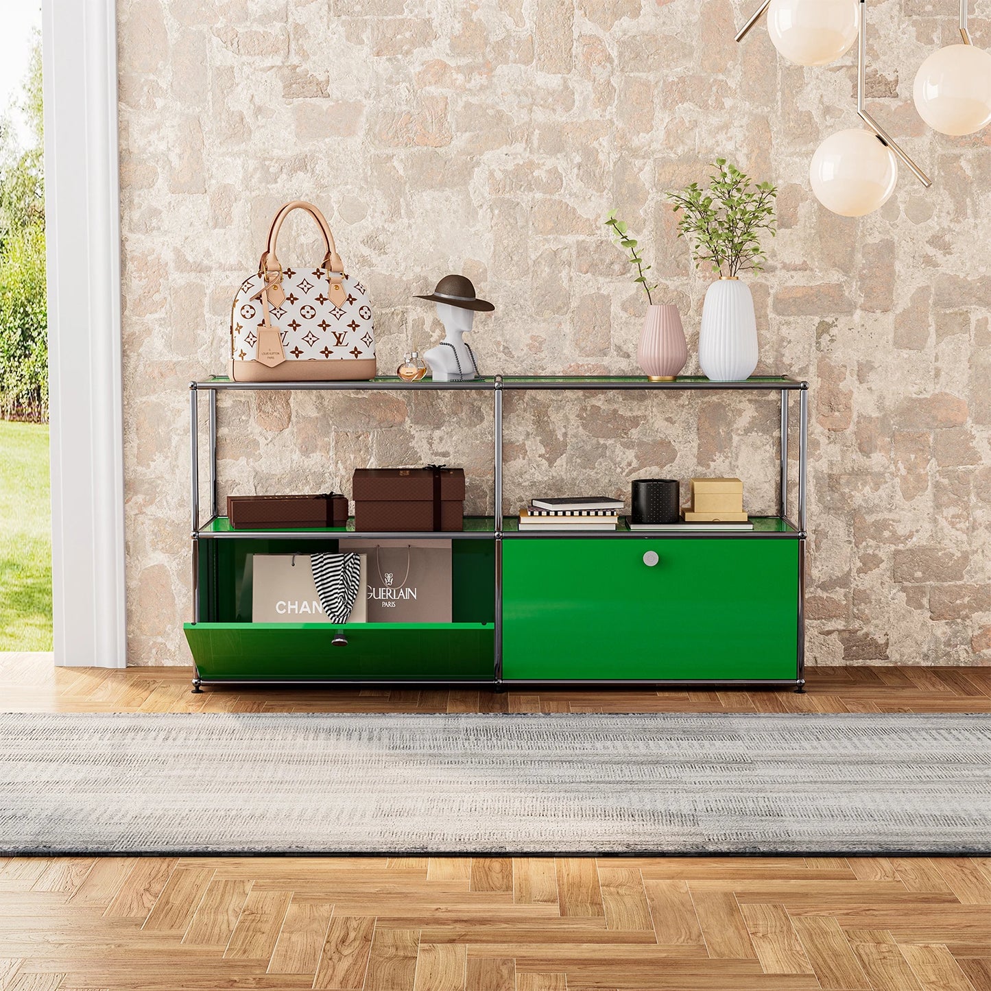 Modern TV Stand Storage Cabinet Stainless Steel Organizer