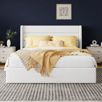 HOOMIC Lift Up Storage Bed With Wingback Headboard And Large Underbed Storage