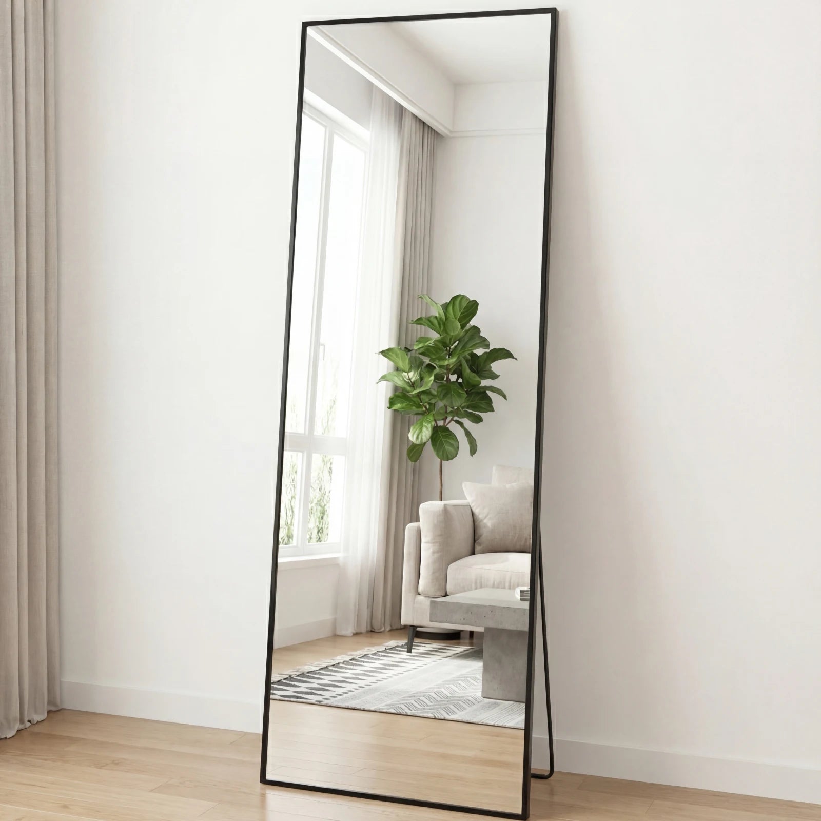 JHK Arched Full Length Mirror With Free Standing Aluminum Frame