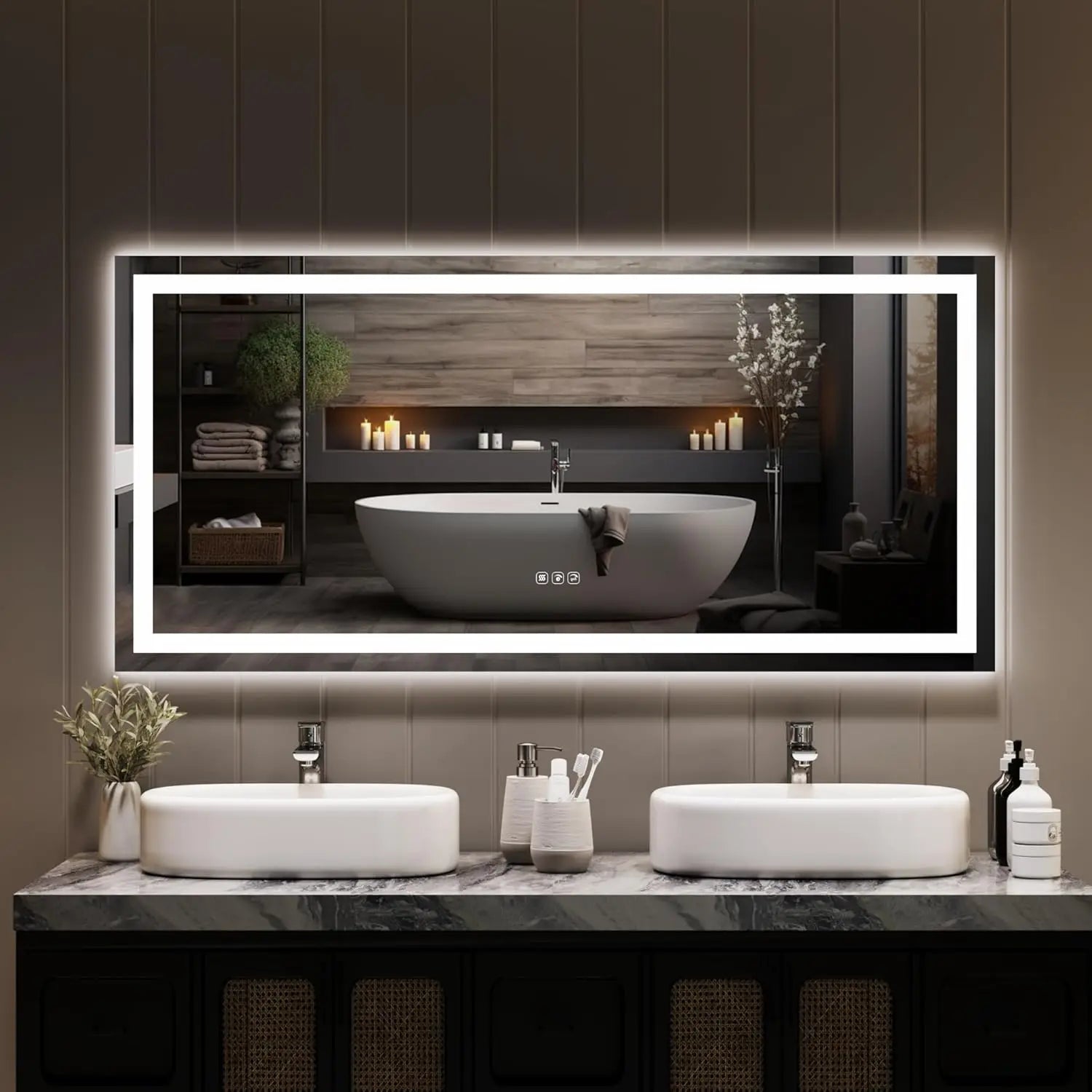 TWISTER.CK LED Bathroom Mirror With Memory Anti Fog Dimmable