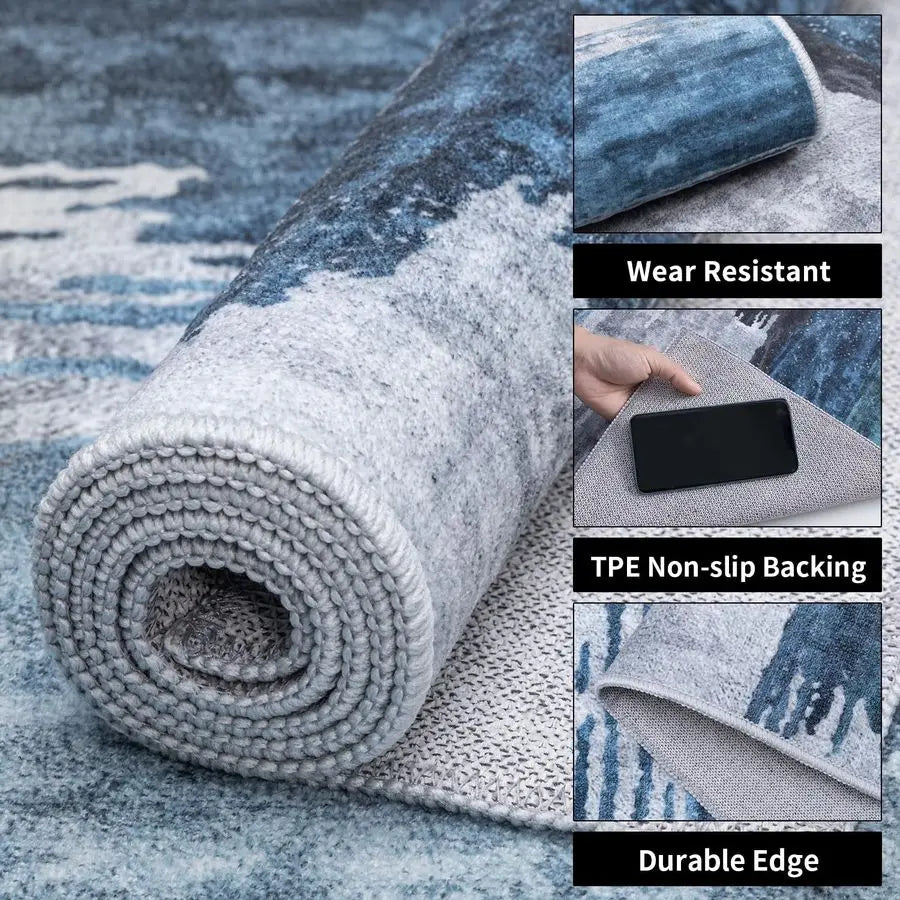 Modern Abstract Rug For Living Room And Dining Machine Washable