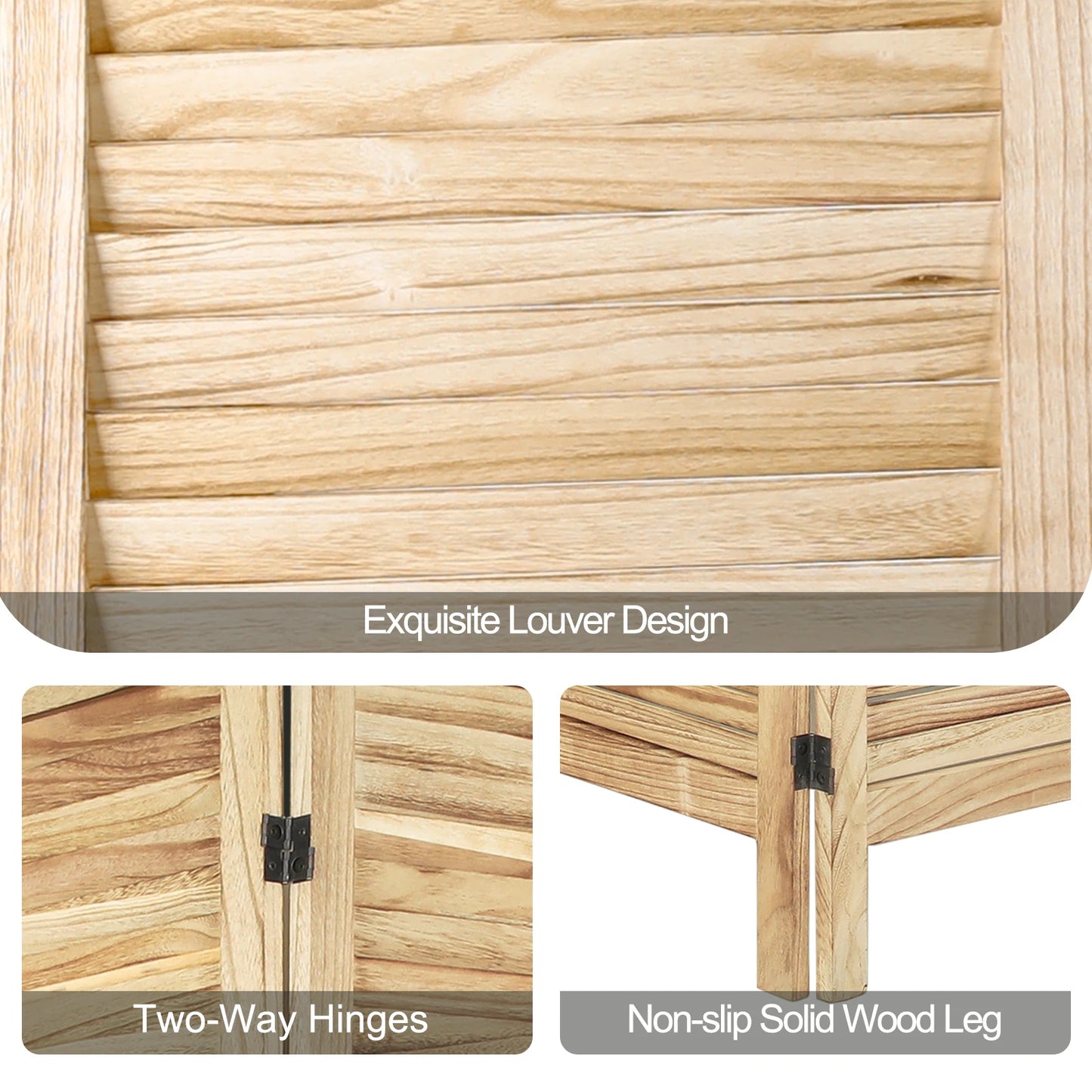 Wood Room Divider Folding Privacy Screen Freestanding Louvered Screen